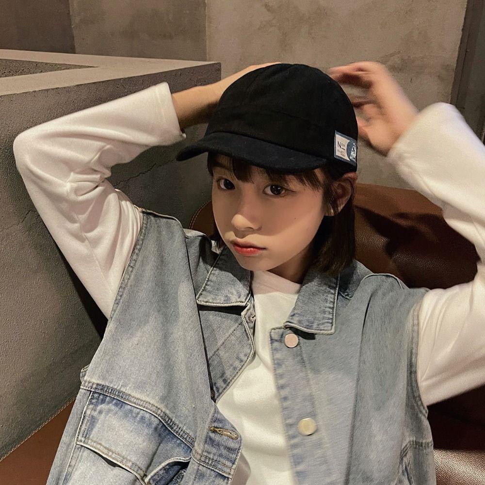 Japanese Style Short Brim Baseball Cap Solid Color Peaked Cap Casual Sunscreen Sun Hat  Sports