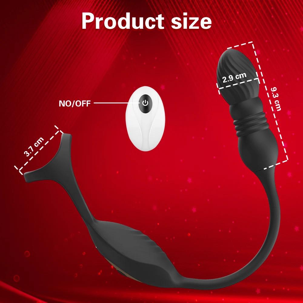 Кольцо для члена Вибратор простаты Секс-игрушки для мужчин Беспроводной пульт дистанционного управления Массаж яичек Анальная пробка Кольцо для пениса Мужской мастурбатор