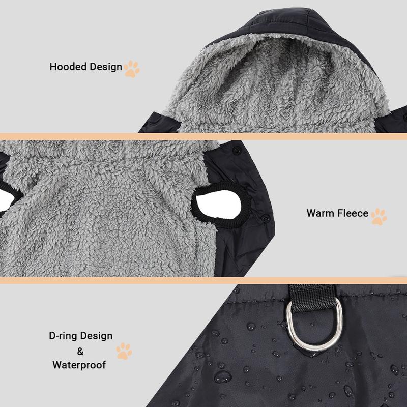 Waterproof Dog Hoodie Clothes for Small Medium Dogs Cats Winter Warm Pet Jacket Coat with D-ring Chihuahua Yorkie Puppy Costume