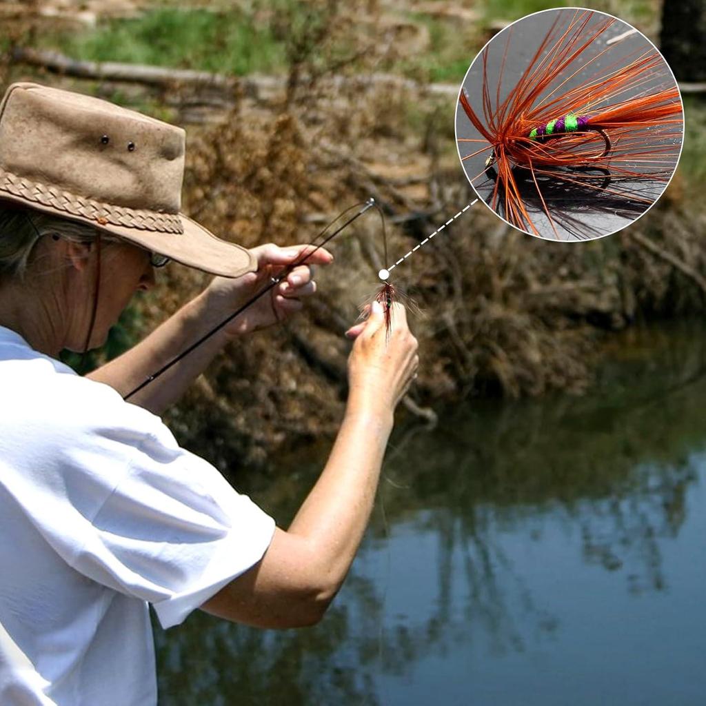 Набор из 64 мушек для ловли рыбы нахлыстом с коробкой для снастей. Приманки ручной работы для ловли форели и окуня.