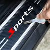 1pc Carbon Fiber Car Door Plate Sill Scuff Cover Anti Scratch Black Sticker