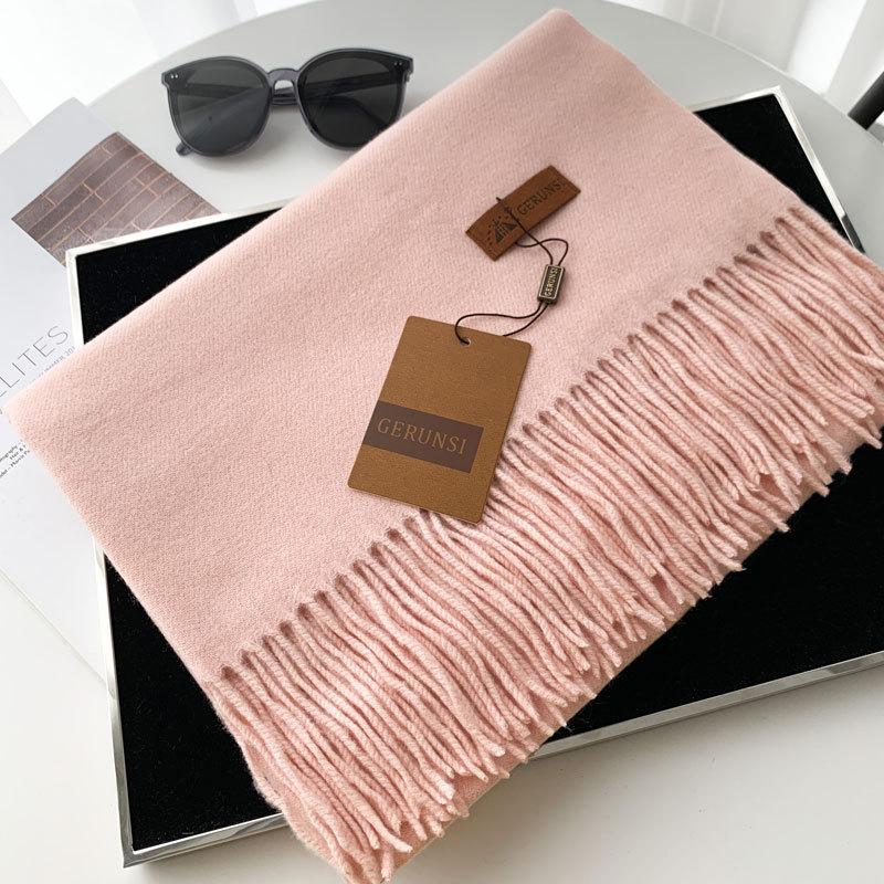 Cashmere Hand Feel Autumn And Winter Solid Color Scarf Women'S Thick Tassel Simple And Versatile Soft And Warm Imitation Cashmere Shawl
