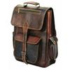 Brown Genuine Classic Goat Leather Men's Travel College Laptop Satchel Backpack
