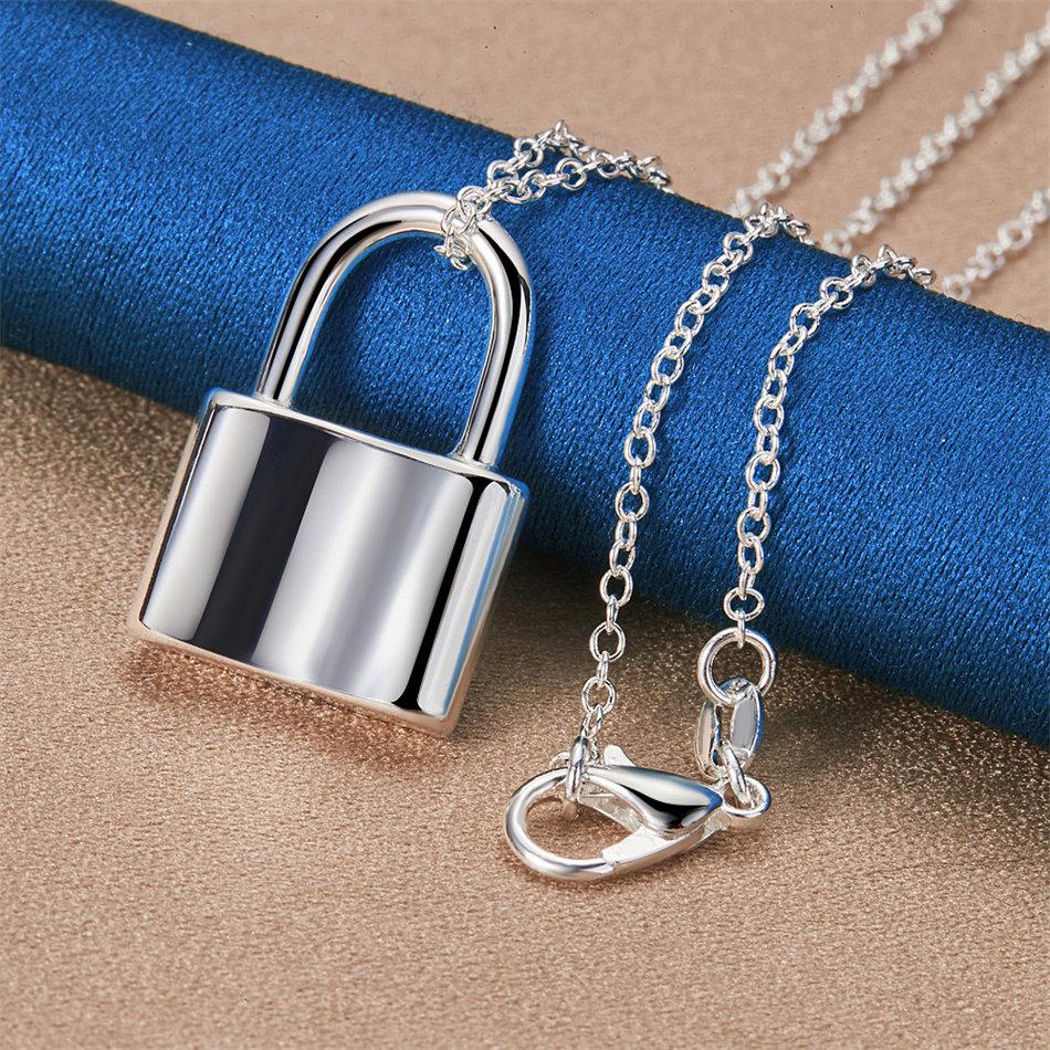 Изысканное серебряное ожерелье с подвеской-замком из стерлингового серебра 925 пробы, длиной 16-30 дюймов, для женской моды, свадебных подарков и ювелирных изделий