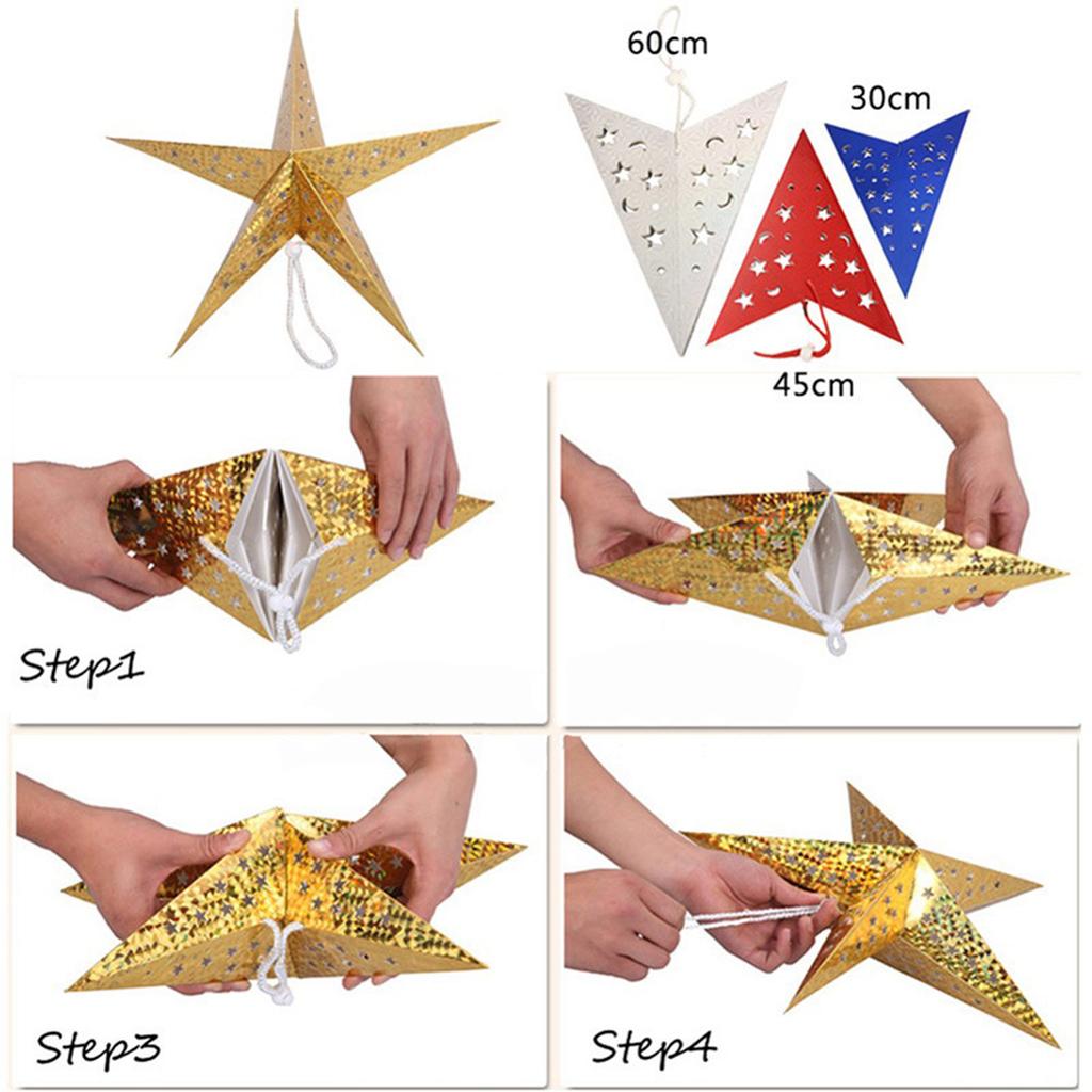 18 Inch Christmas Decoration Xmas Paper Star Holiday Star Hanging Ceiling Stars Pendant 3D Christmas Tree Lampshade 3D Paper Star Hanging Decoration