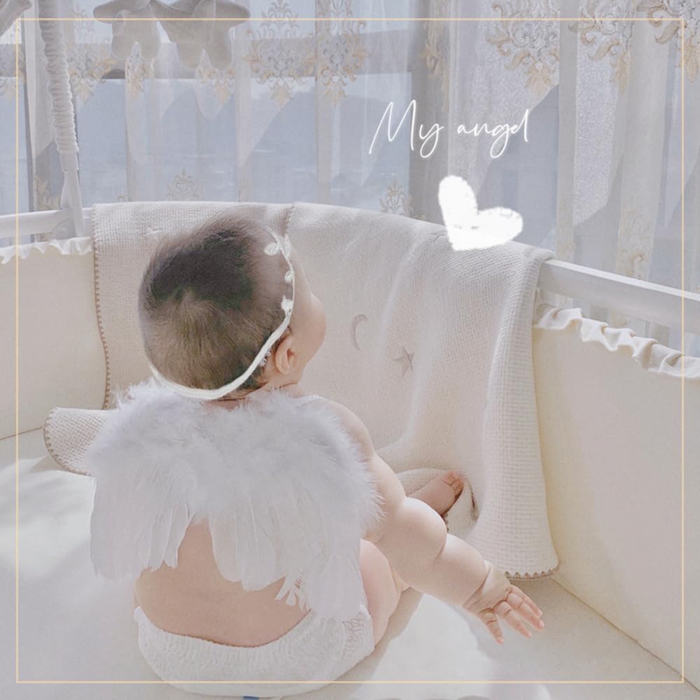 LIKENNY Ангельские Крылья, Полугодовалый Малыш Новорожденный, Милый Ангельский Костюм, Спящее Искусство, Повязка на Голову, Набор Ангела, Реквизит для Фотосессии Новорожденных, Сценическая Фотосессия (белый)