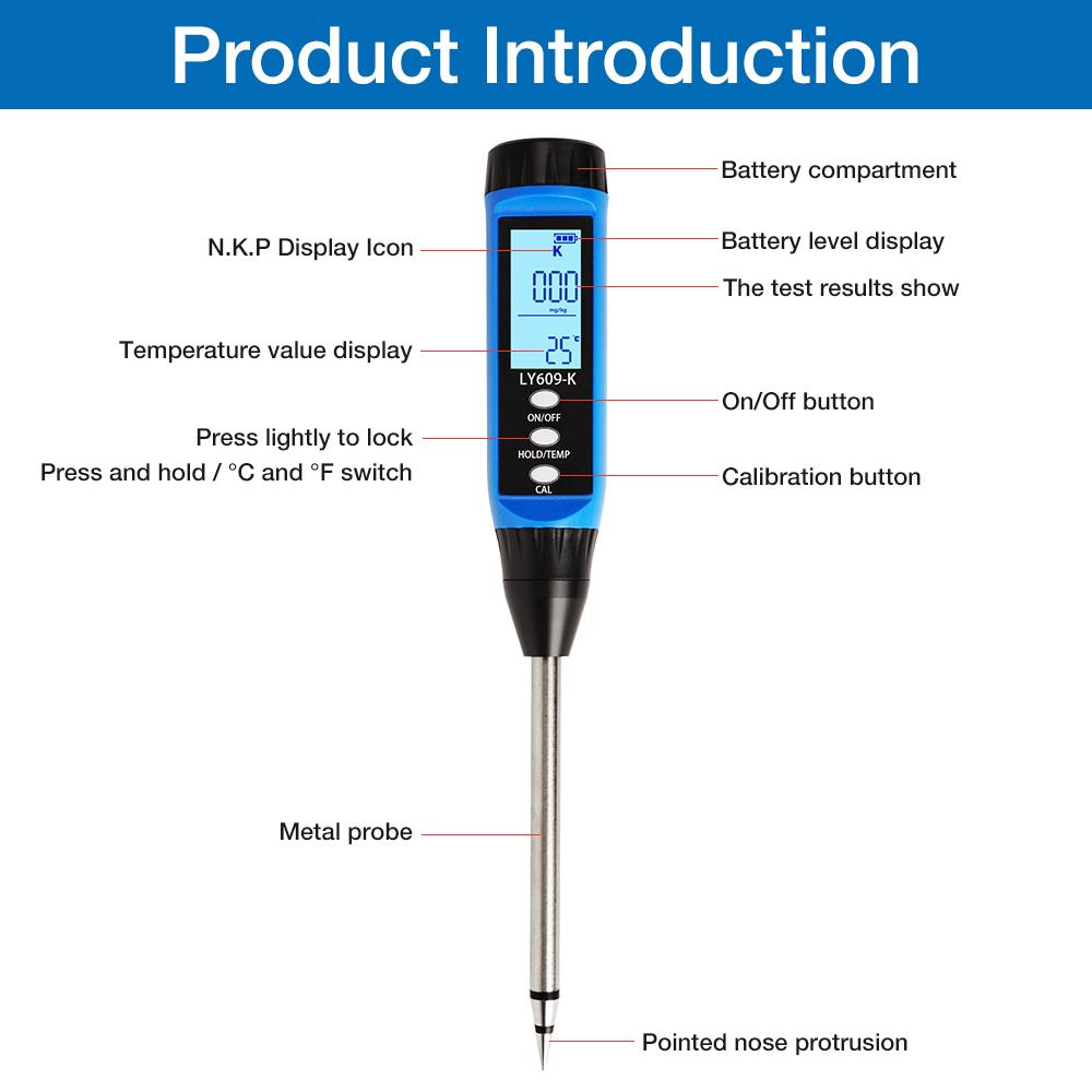 LY607 Тестер NPK почвы ЖК-подсветка Детектор почвы Азот/Фосфор/Калий Анализатор Метр Анализатор NPK для теплицы
