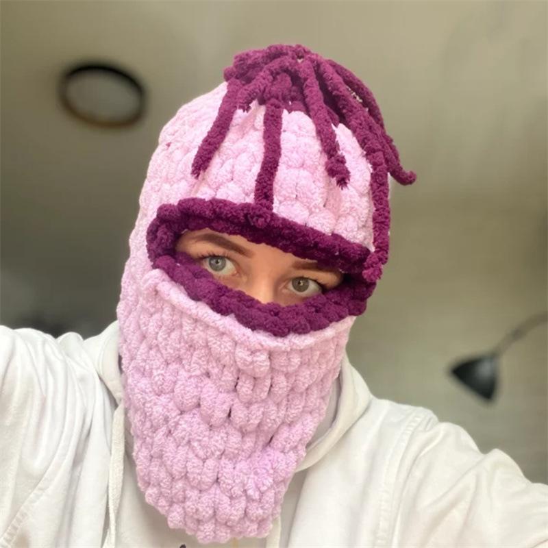 Новая вязаная крючком шапка из рога, забавная персонализированная шапка-шарф, цельная шапка