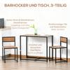 Dining Table and Chairs Set 2, Dining Room Sets, Rectangular Space Saving Table and 2 Chairs for Compact Kitchens, Steel Frame, Natural