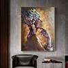 African Beauty Woman Oil Portrait Wall Canvas Print Art Poster Elegant Girl Colorful Picture for Living Room Home Decor Cuadros