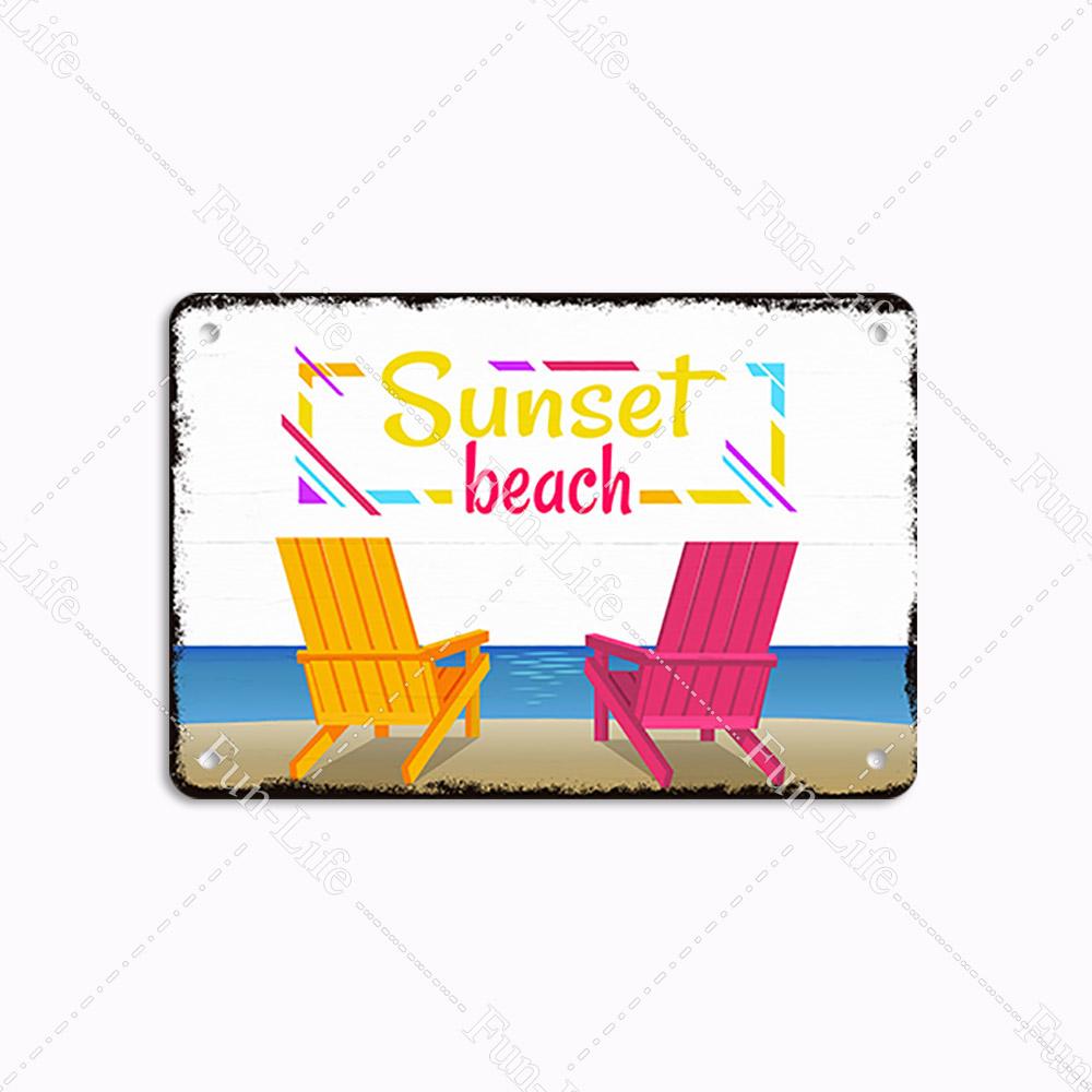 Пляжная жестяная вывеска, бар, паб, кафе, магазин, настенное украшение для серфинга, винтажная металлическая художественная наклейка, плакат, домашний декор, железная пластина 20x30 см