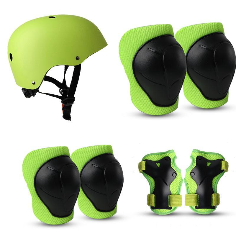 Kids Skateboarding Safety Gear Set With Helmet Knee Elbow Wrist Guards Roller Skating Scooter Cycling Outdoor Sports