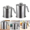 Grease Can with Strainer with Dustproof Lid Kitchen Oil Container Can 304 Stainless Steel Easy Grip Handle Kitchen Oil Keeper