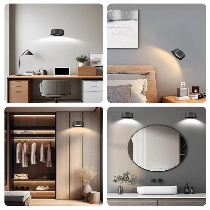 Led Wall Lamp Touch Control Remote 360 Rotatable USB Recharge Wireless Portable Night Light For Bedroom Reading Lamp