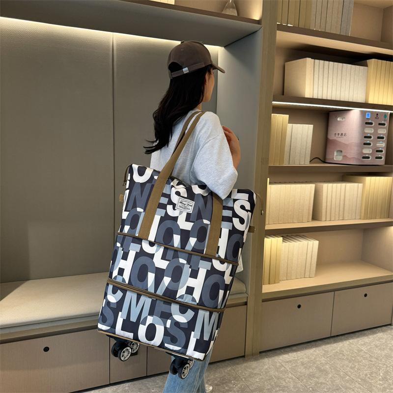 Двухслойное расширение с колесами, вместительная портативная дорожная сумка, разделение для влажных и сухих вещей, персонализированная спортивная сумка может быть оснащена телескопической ручкой.