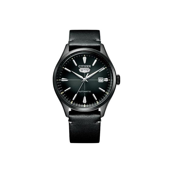 Citizen Business Retro Dial Date Display Mechanical Movement Leather Strap Watch 40mm Men watches Black NH8395-00EB