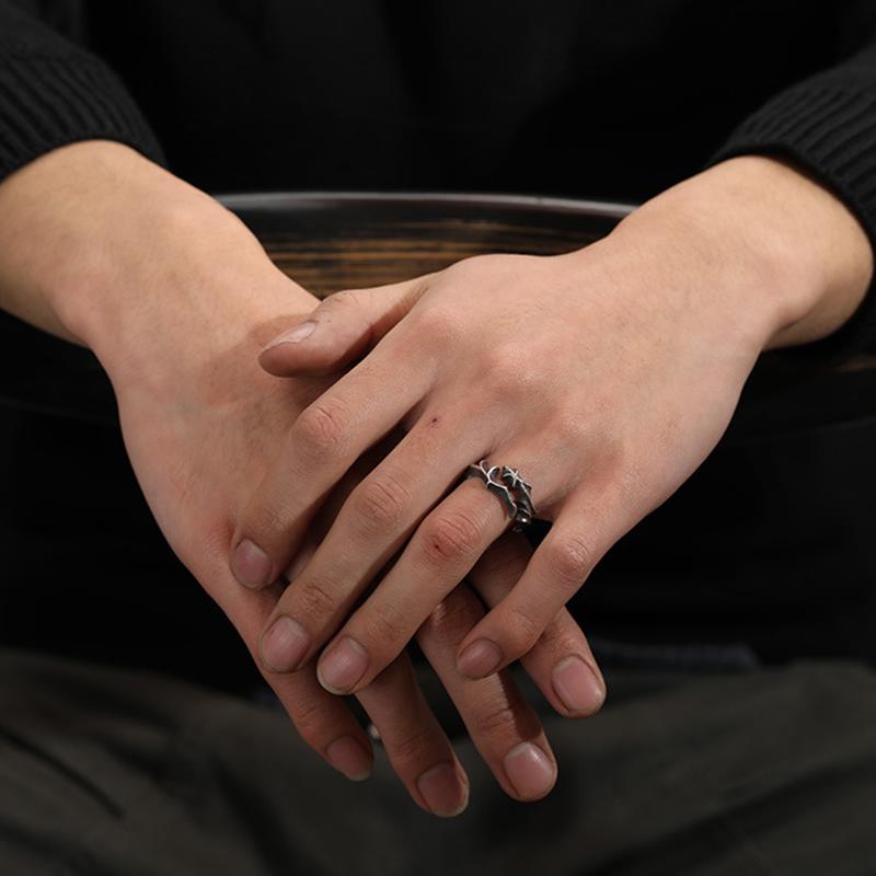 Кольцо с узором в виде ретро-ветви виноградной лозы для мужчин, ювелирные изделия, подарок, открытые креативные аксессуары для указательного пальца