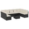 VidaXL Salon de Jardin avec Coussins 10 pcs, Canapés de Terrasse, Ensemble de Meubles de Patio, Mobilier d'Extérieur, Noir 3218076