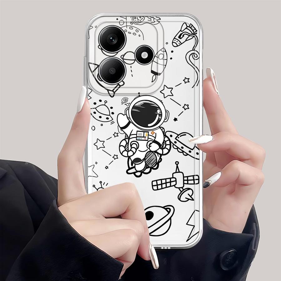 Мультяшный милый чехол-астронавт для Xiaomi Redmi Note 14 Pro Plus 13C 14C A4 Note 13 11S 11 10S 9 10 12S 12 Мягкая крышка для телефона