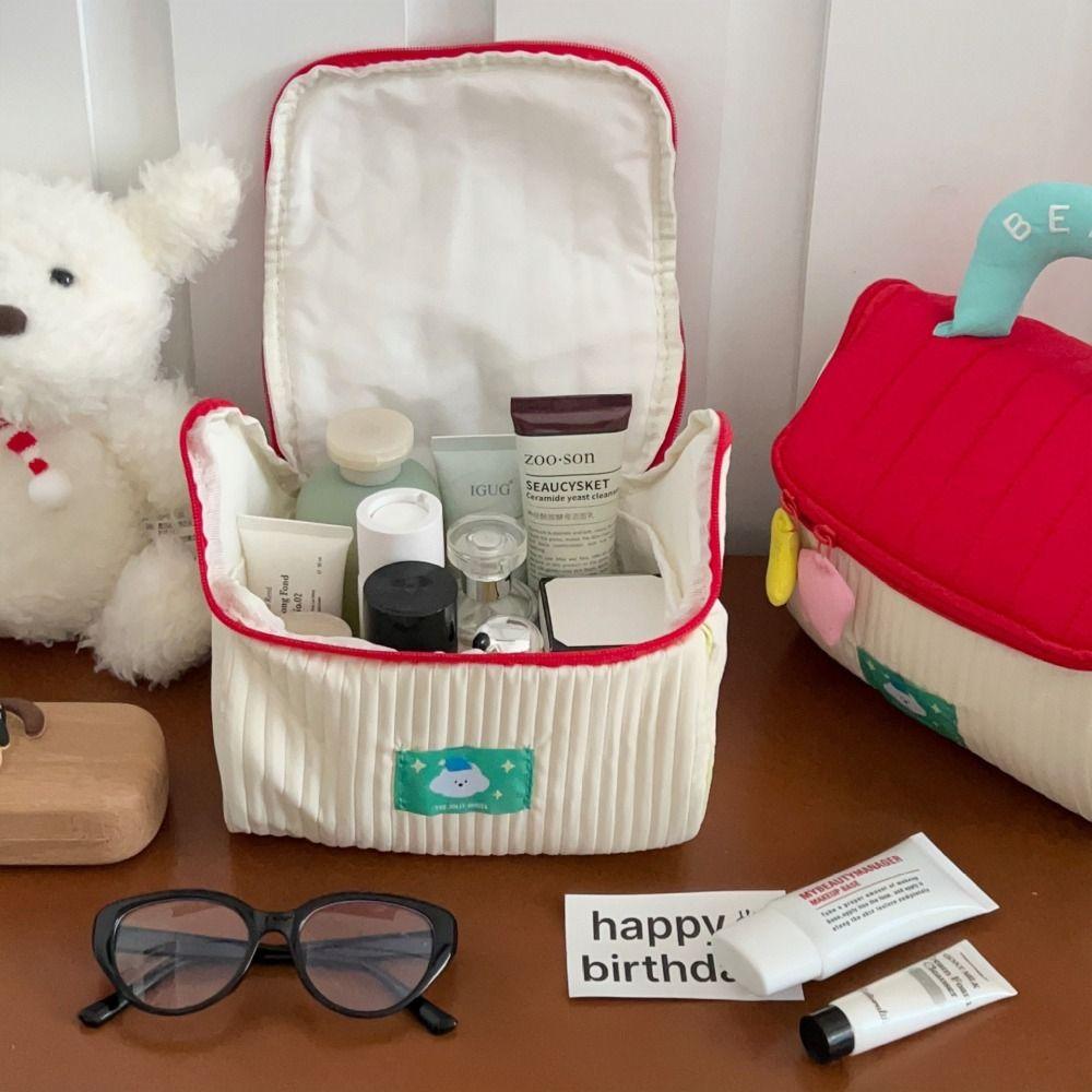 Kawaii Handheld Cosmetic Case House-shaped Portable Storage Bag Cute Cabin Makeup Bag  Outdoor