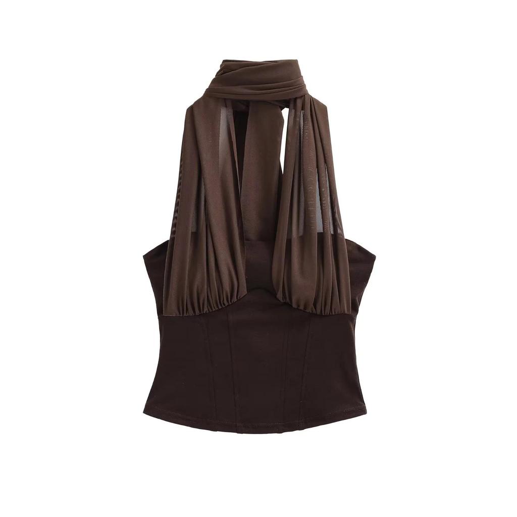 Новое поступление Весна 2026: Сексуальный сетчатый кроп-топ с вырезом на шее для женщин