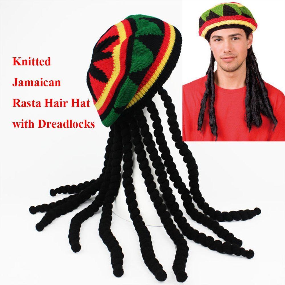 Novelty Dreadlocks Bob Marley Unisex Wig Braid Hat Jamaican Rasta Hair Hat Knitted Beanies
