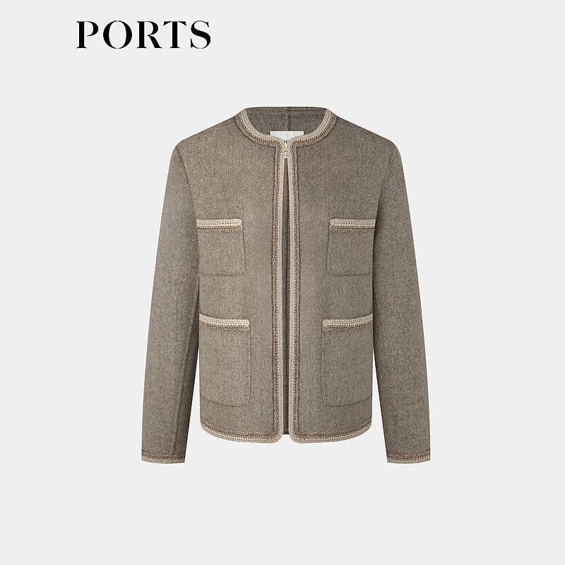 PORTS Women's Metal-Trim Boxy Wool-Cashmere Short Coat