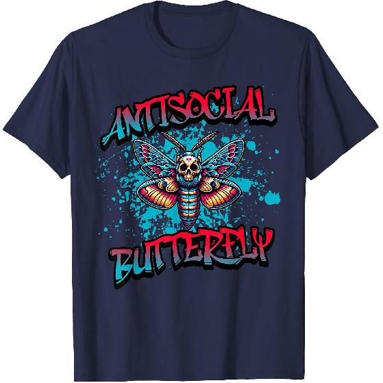 Antisocial Butterfly, Funny, Graffiti Style T-Shirt