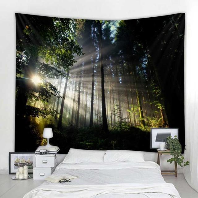 Природный лесной пейзаж гобелен настенный психоделическая сцена Мандала домашний художественный декор стены Бохо Декор комнаты Йога наматрасник