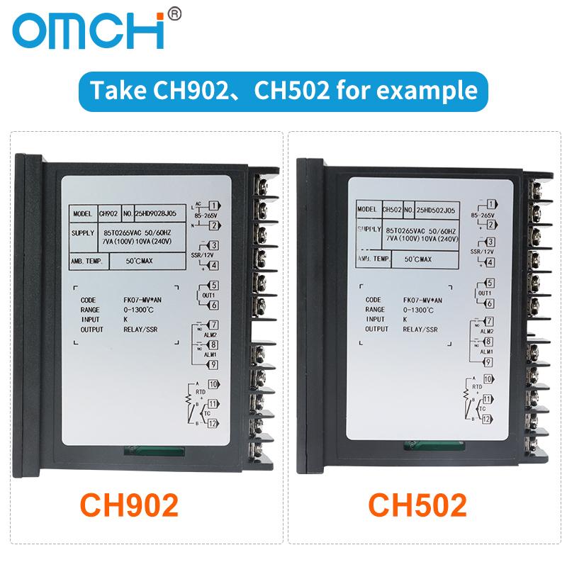OMCH CH102 CH-B Series CH402 CH502 CH702 CH902 Digital PID Temperature Controller 0-1300℃ SSR/Relay Dual Output K-type Input