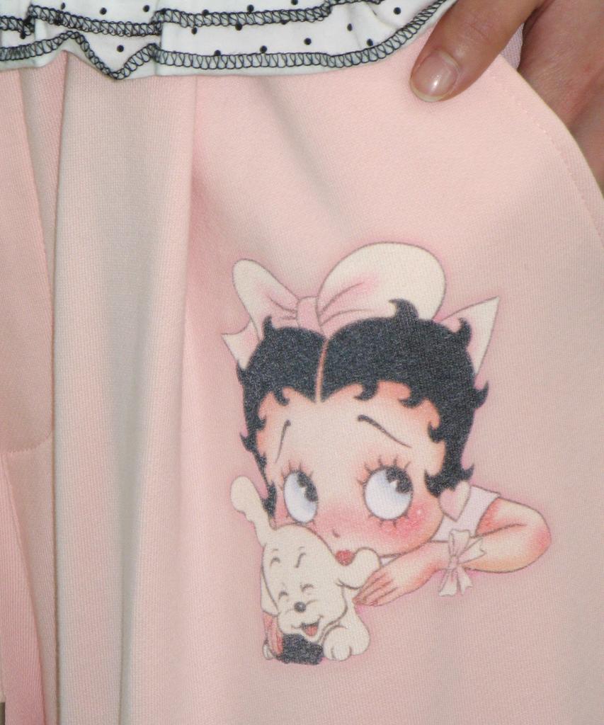 RONRON Betty Boop Lettering Sweat Jogger Pants Soft Pink