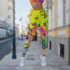 Womens Cute Graffiti Prints Stretch Yoga Leggings Fitness Running Gym Sports Active Pants