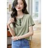 Tshirt Summer Casual Cotton Blend With Color Blocking Design Forwomen