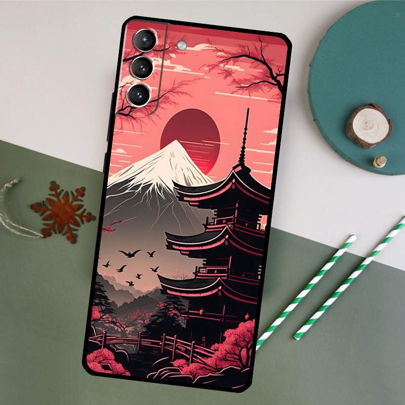 Японское искусство Храм Сакура Чехол Для Samsung Galaxy S23 Ultra S8 S9 S10 S22 Plus Note 10 20 Ultra S20 FE S21 FE Чехол