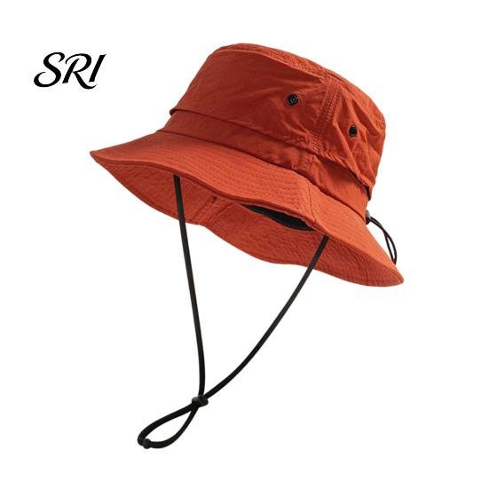 Camping Bucket Hat Foldable Quick-Dry Breathable Mesh Fisherman with Wide Brim Adjustable Windproof Rope Sun Protection Summer