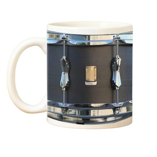 Black Vintage Drum Mug 11 Oz Funny Drummer Gift for Music Lovers Sturdy Coffee Cup for Home Office Tea Hot