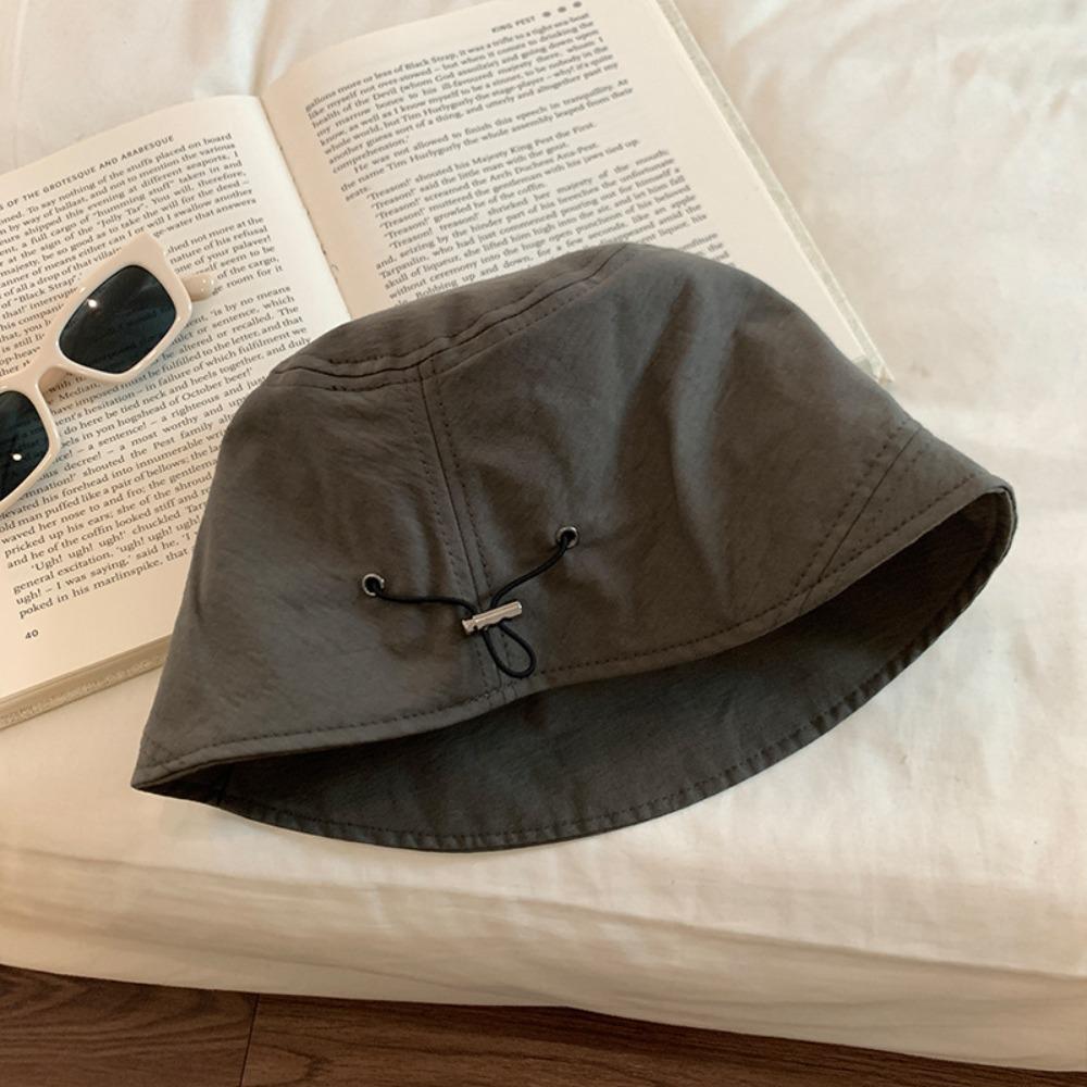 Sunscreen Bucket Hat Adjustable Drawstring Basin Hat Fashion Beach Cap