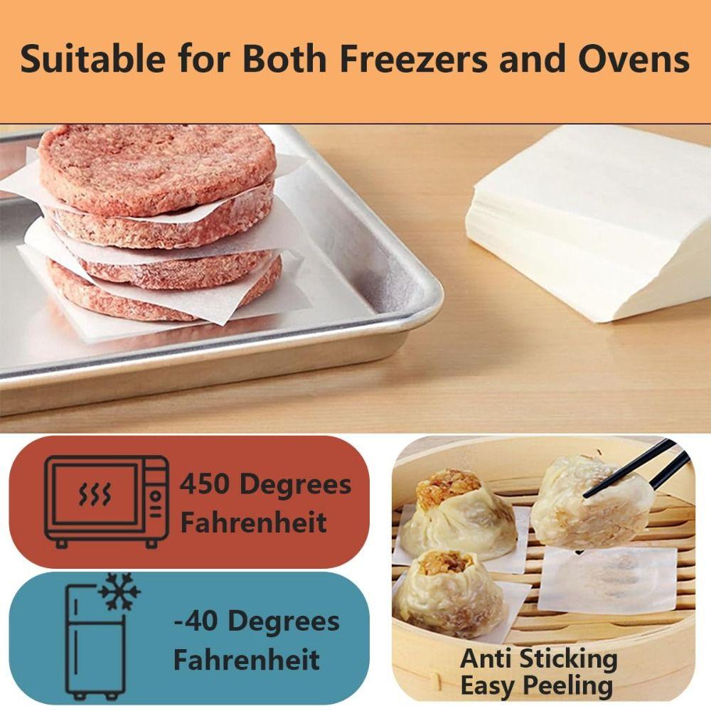 200Pcs Square/Round Sheets Hamburger Patty Paper Non Stick Wax Paper Sheets Cookies
