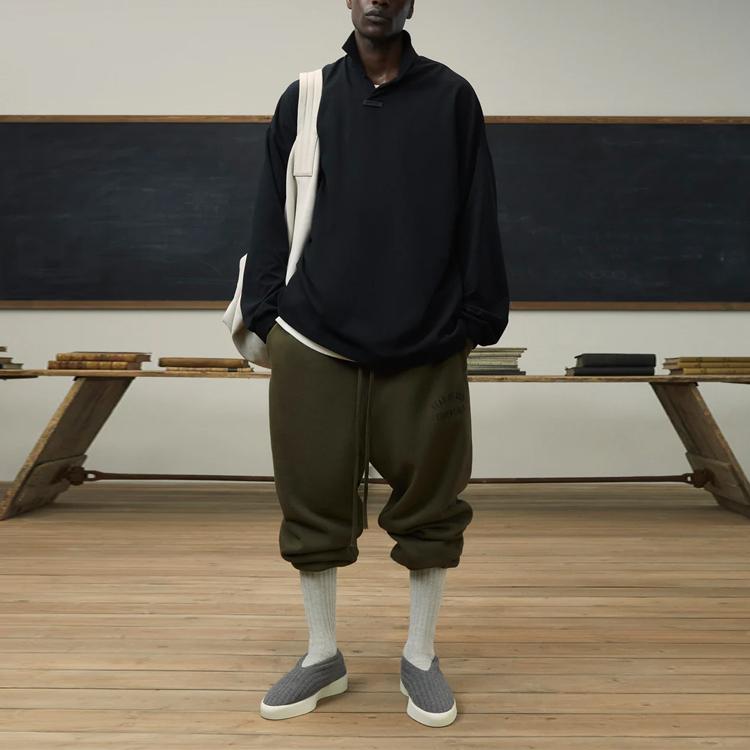 Fear of God Мужские топы Essentials Pique с длинными рукавами, черные, 125BT244320F