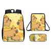 Capybara Pattern Cartoon Backpack Shoulder Bag Pencil Case Three Set Piece