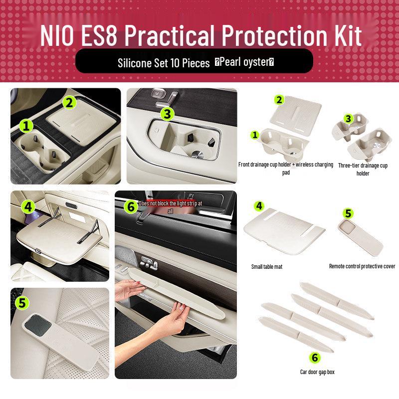 Nio ES8 Console Silicone Pad & Storage Box Set - Fits 26 Model Accessories for Interior Decoration.