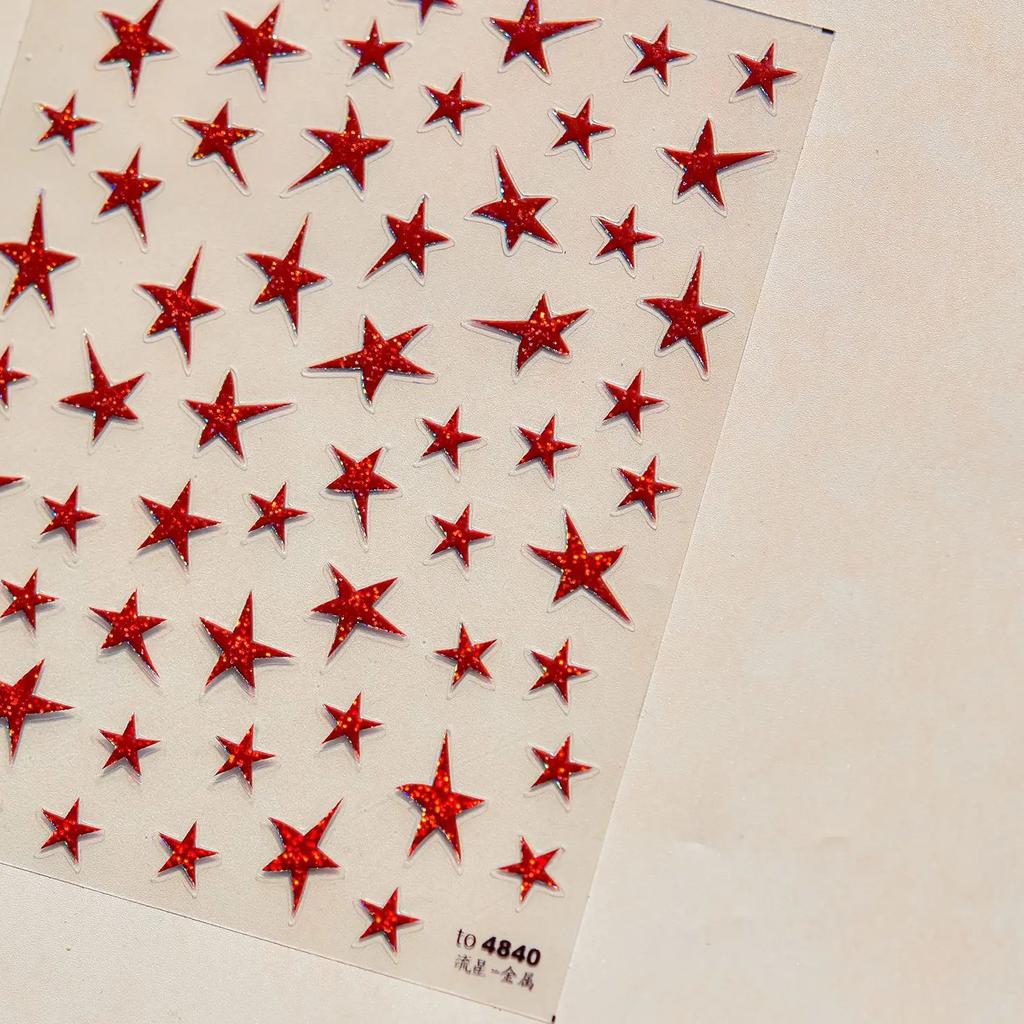 1pcs 5D Relief Kawaii Colorful Star Nail Art Stickers Multi Macaron Mangxing Nail Decorations Self Adhesive Decals Accessories
