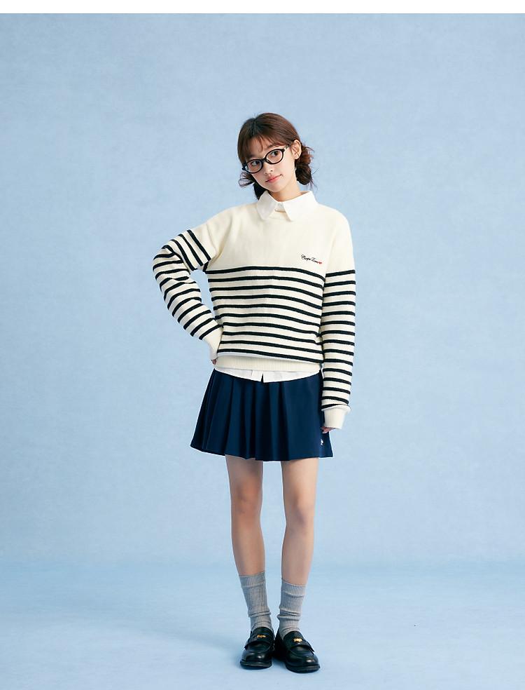 Disha Teenage Girls, Adults, Middle and High School Students, 2025 Autumn and Winter New Style Basic Versatile Pullover Striped Sweater