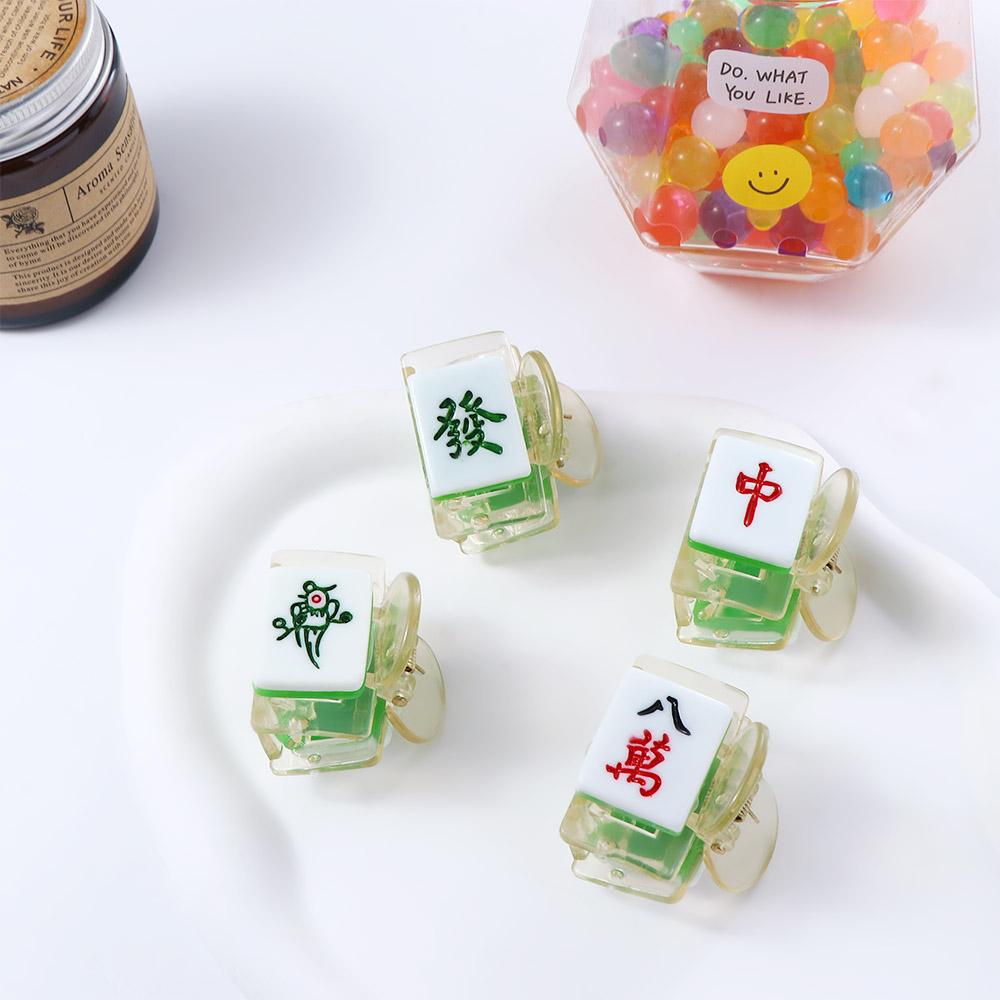 Clip Resin Girls Hair Accessories Chinese Style Barrette Shark Clip Mahjong Hair Claw Women Hairpin