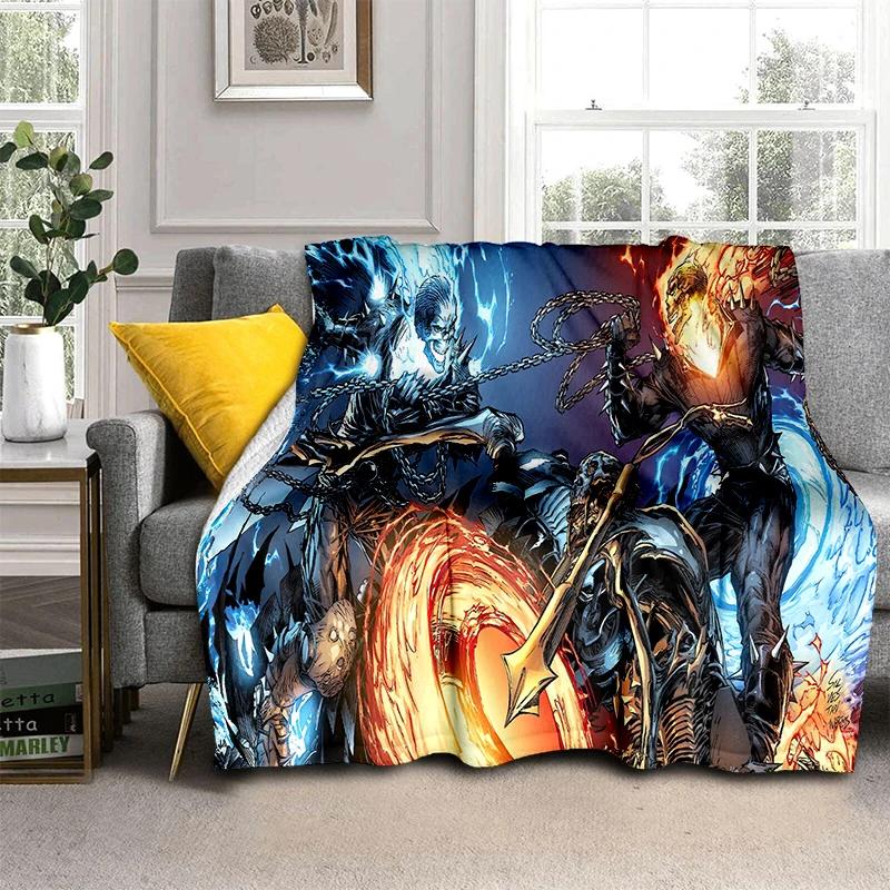 2025 New Marvel Horror Ghost Rider Cartoon Gift Soft Blanket,Soft Throw Blanket for Home Bedroom Bed Sofa Picnic Child Cover Kid