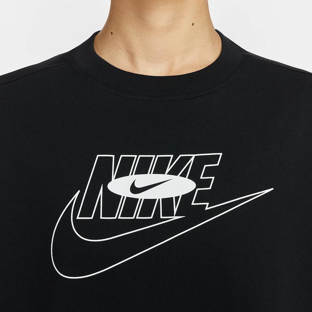 Nike Спортивная одежда Удобный пуловер с логотипом в виде букв Футболка с коротким рукавом Женские топы Черный HJ2994-010