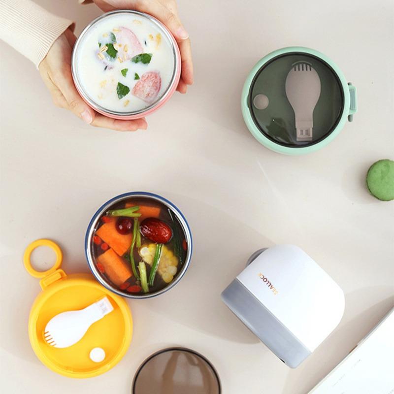 600 мл термобокс для ланча, мини-портативный герметичный пищевой контейнер из нержавеющей стали, вакуумная чашка для супа, изолированная чашка для завтрака, ложка