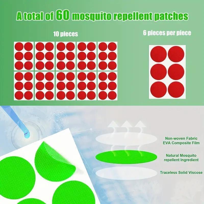 60 шт., репелленты от комаров без ДЭТА, наклейки для детей и взрослых, натуральные патчи с цитронеллой для путешествий, на открытом воздухе, в помещении
