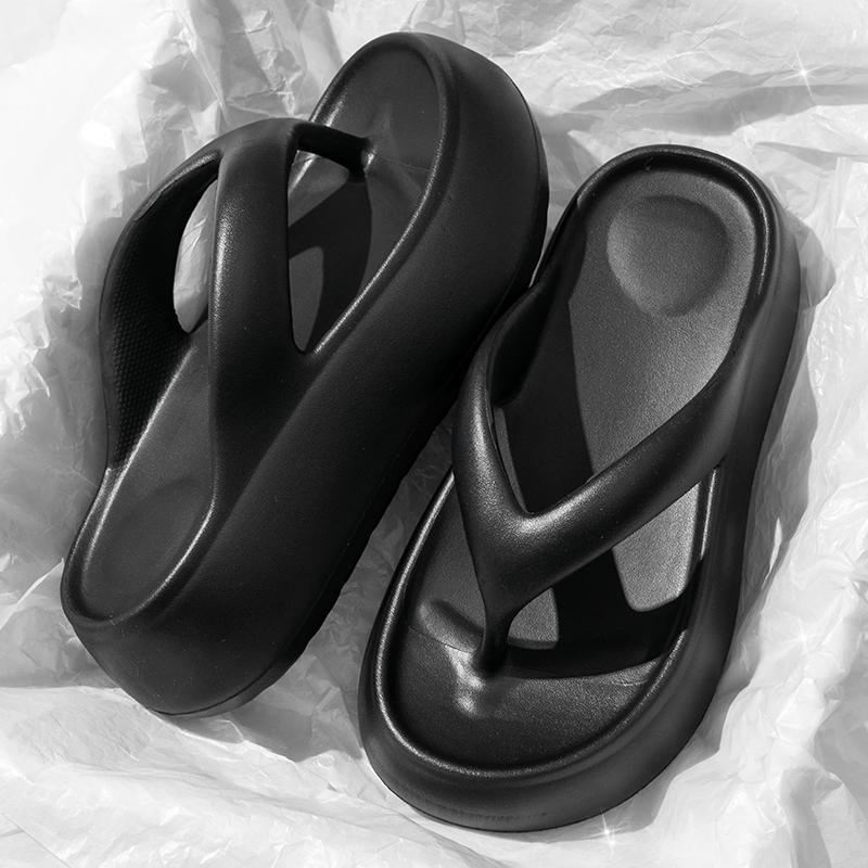 Женские летние шлепанцы на толстой платформе с застежкой-молнией и толстой подошвой, пляжные сандалии для женщин, для дома и улицы, нескользящие шлепанцы из ЭВА