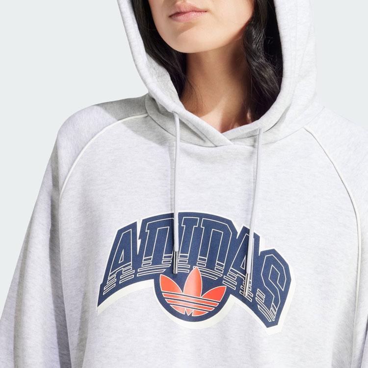 adidas Укороченная толстовка Originals с буквенным принтом и логотипом, женские топы светло-конопляно-серого цвета IS2319